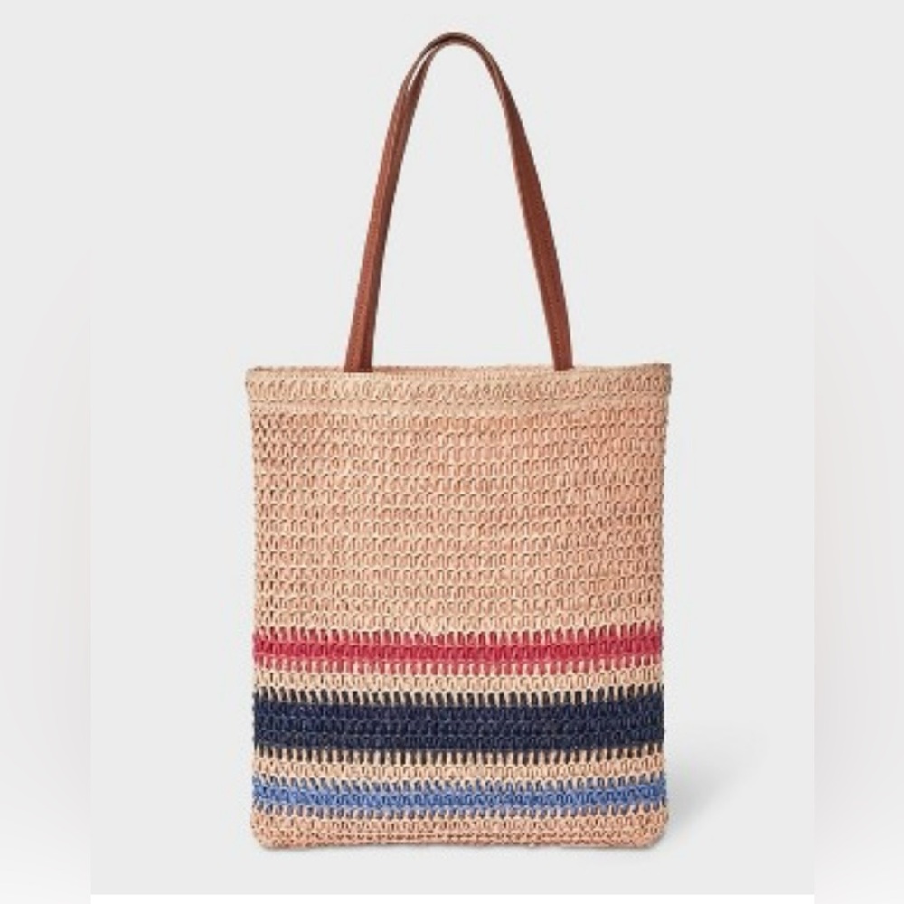 Universal Thread Tan and Multicolor Woven Tote